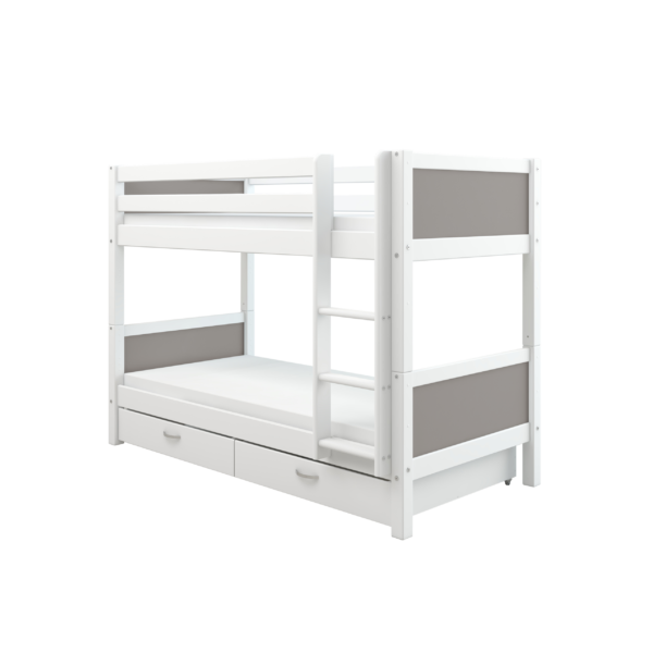 Bunk Bed with grey bed end panels and drawers
